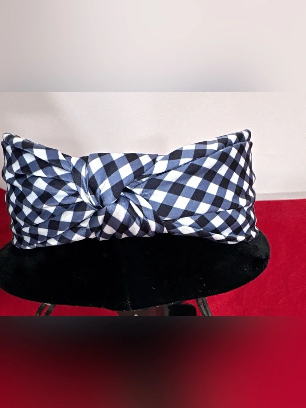Black & White Gingham Knot Headband - Women Accessories